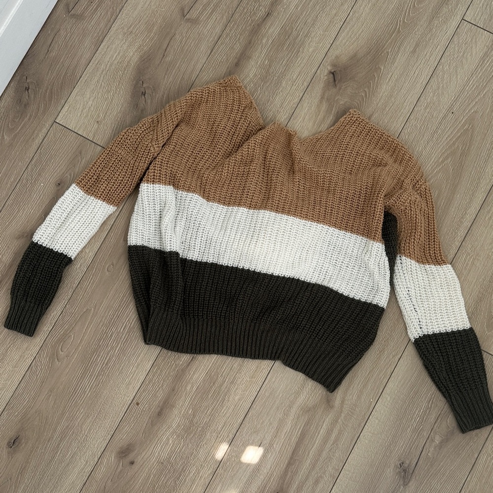 Streetwear Society Colorblock Sweater - Brown, White, and Black